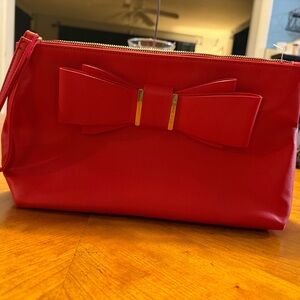 Betsy Johnson Coral Bow Clutch
